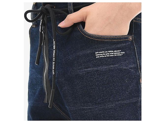 Off White Pantaloncini in denim diagonale blu - vista 18