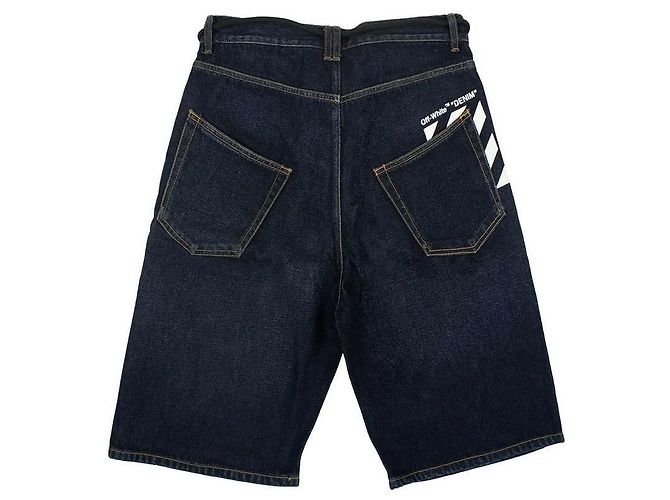 Off White Pantaloncini in denim diagonale blu - vista 2