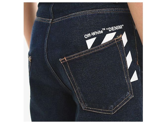 Off White Pantaloncini in denim diagonale blu - vista 7