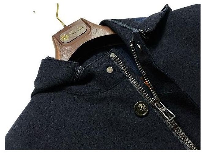 Loro Piana Abrigo de cachemira azul marino con capucha desmontable Negro - vista 4