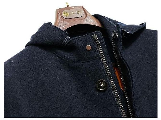 Loro Piana Abrigo de cachemira azul marino con capucha desmontable Negro - vista 5