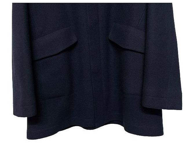Loro Piana Abrigo de cachemira azul marino con capucha desmontable Negro - vista 7