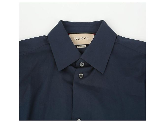 Gucci Camicia in popeline con ricamo GG Blu - vista 3