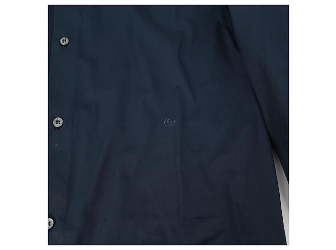 Gucci Camicia in popeline con ricamo GG Blu - vista 5