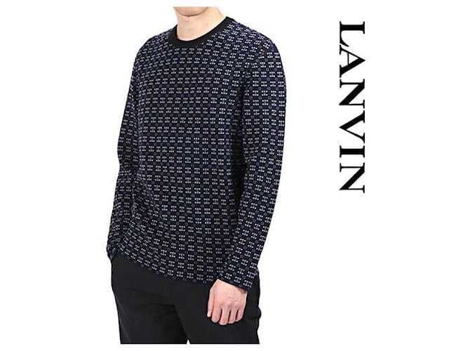 Lanvin Strickpullover mit Rundhalsausschnitt und geometrischem Muster Schwarz - Ansicht 8