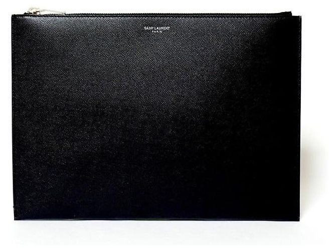 Saint Laurent Clutch in pelle caviar Nero - vista 3