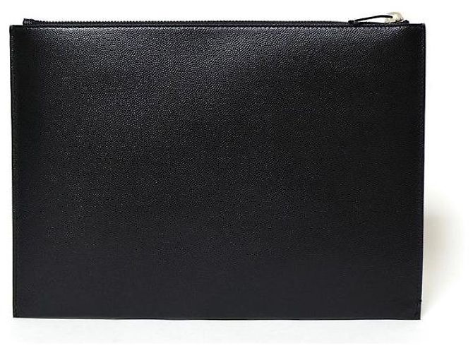 Saint Laurent Clutch in pelle caviar Nero - vista 4