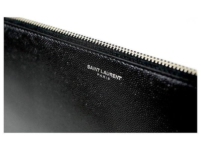 Saint Laurent Clutch in pelle caviar Nero - vista 5