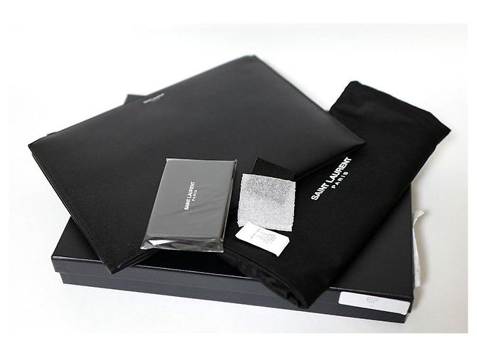 Saint Laurent Clutch in pelle caviar Nero - vista 8