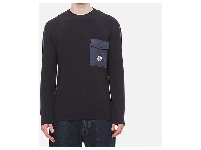Pull Moncler en maille avec logo noir - vue 2