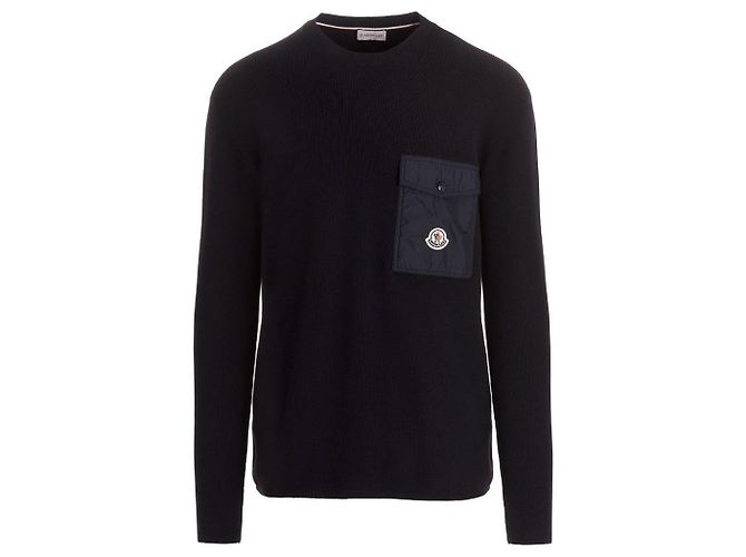 Pull Moncler en maille avec logo noir - vue 3