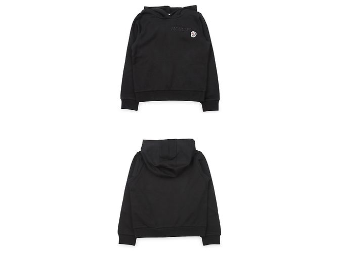 Moncler Felpa con cappuccio in cotone con patch logo Nero - vista 3