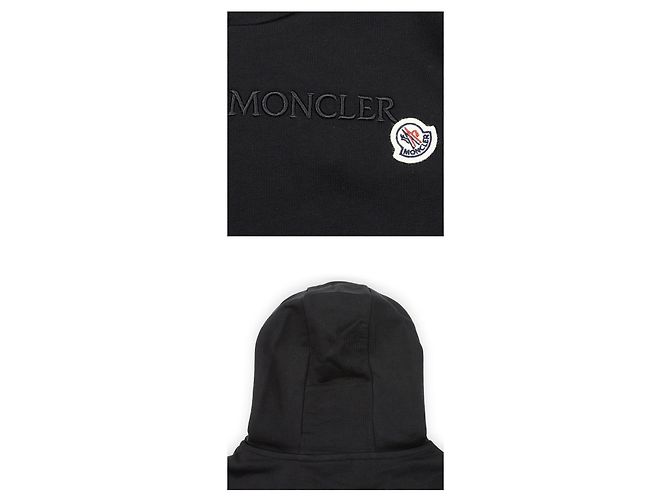 Moncler Felpa con cappuccio in cotone con patch logo Nero - vista 4