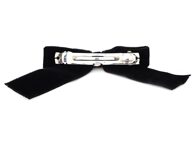Chanel Fermi capelli in nastro di velluto Logo CC Nero - vista 4
