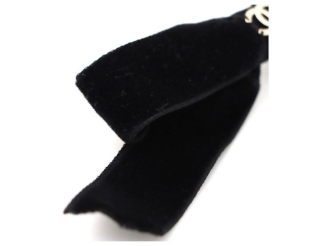 Chanel Fermi capelli in nastro di velluto Logo CC Nero - vista 6