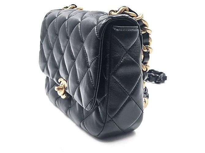 Chanel Borsa a tracolla matelassé in pelle d'agnello Season con catena Nero - vista 2