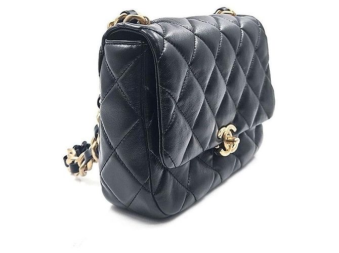 Chanel Borsa a tracolla matelassé in pelle d'agnello Season con catena Nero - vista 3