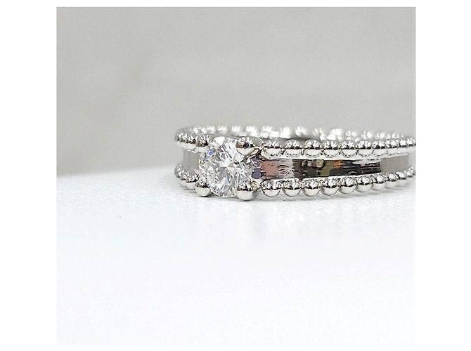 Van Cleef & Arpels Bague Solitaire Estelle Van Cleef Diamant Platine Taille Argenté - vue 5