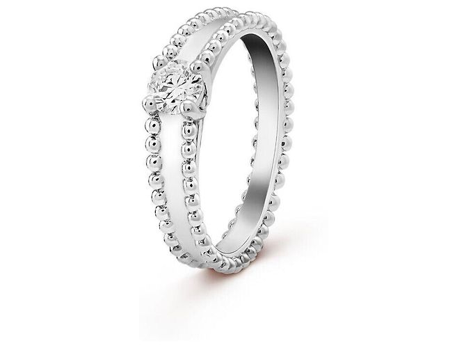 Van Cleef & Arpels Bague Solitaire Estelle Van Cleef Diamant Platine Taille Argenté - vue 7