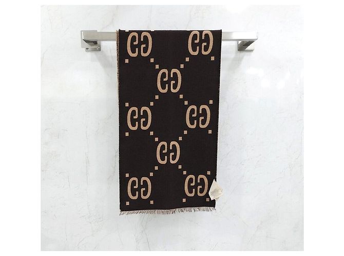 Gucci Cachecol de lã e seda jacquard GG - vista 2
