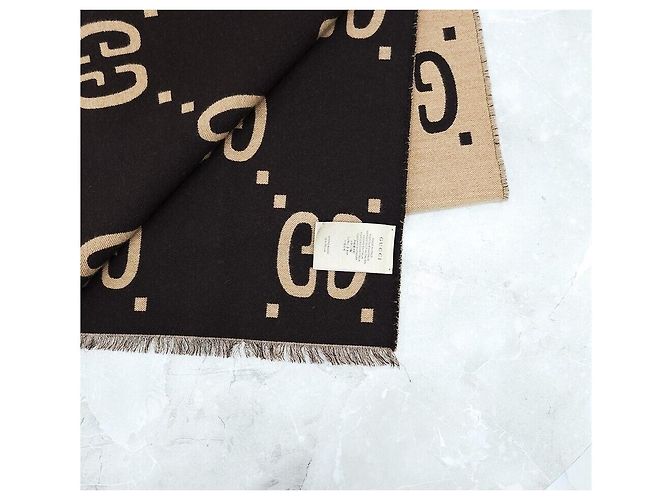 Gucci Cachecol de lã e seda jacquard GG - vista 4