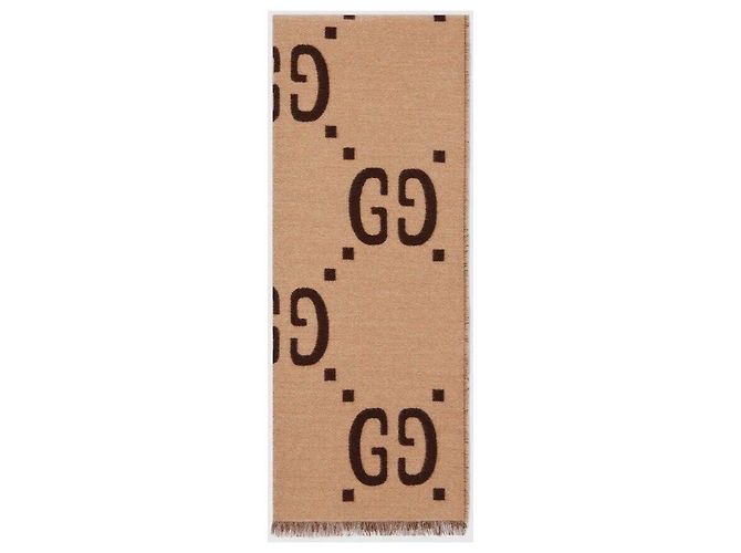 Gucci Cachecol de lã e seda jacquard GG - vista 8