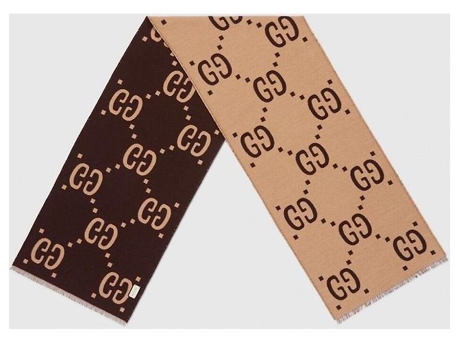 Gucci Cachecol de lã e seda jacquard GG - vista 9