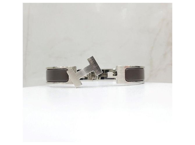 Hermès Bracciale Clickashu Grecian Matte Silver-Plated Argento - vista 4