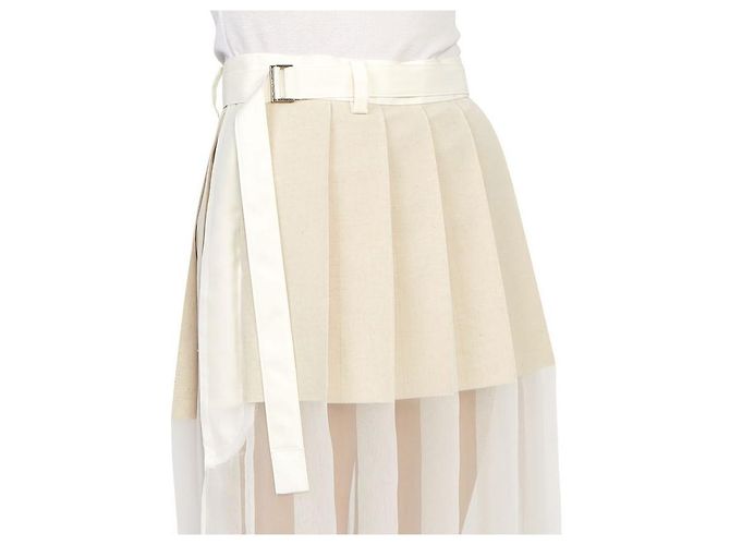 Falda larga plisada Sacai blanca Blanco - vista 10