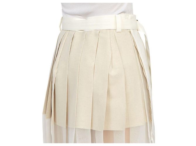 Falda larga plisada Sacai blanca Blanco - vista 11