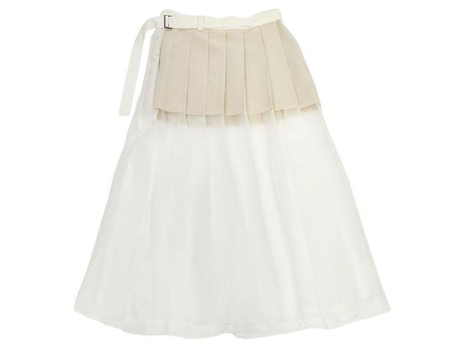 Falda larga plisada Sacai blanca Blanco - vista 2