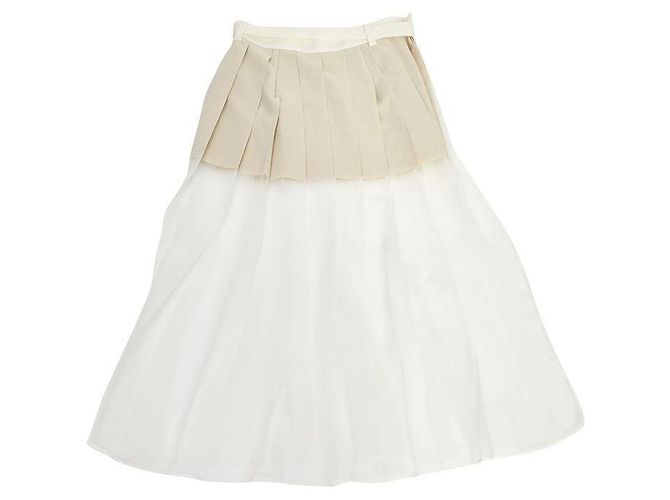 Falda larga plisada Sacai blanca Blanco - vista 3