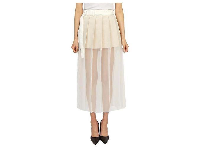 Falda larga plisada Sacai blanca Blanco - vista 4