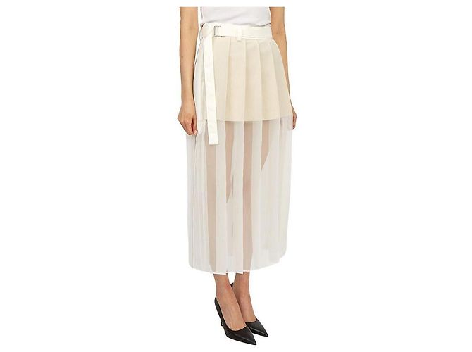 Falda larga plisada Sacai blanca Blanco - vista 5