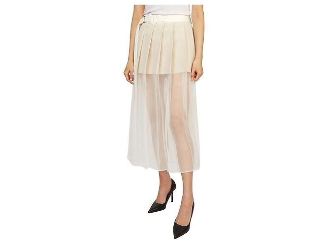 Falda larga plisada Sacai blanca Blanco - vista 7