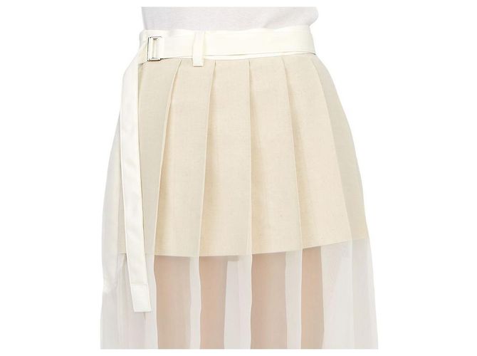 Falda larga plisada Sacai blanca Blanco - vista 8