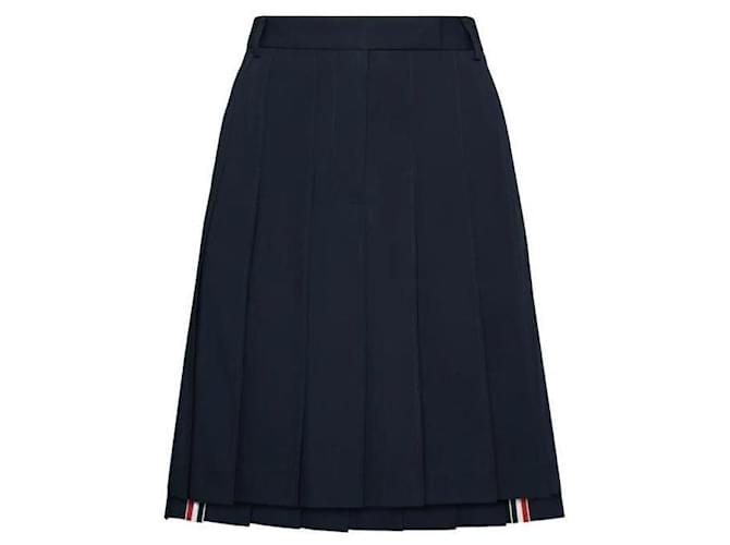 Thom Browne Falda plisada de algodón Azul - vista 4