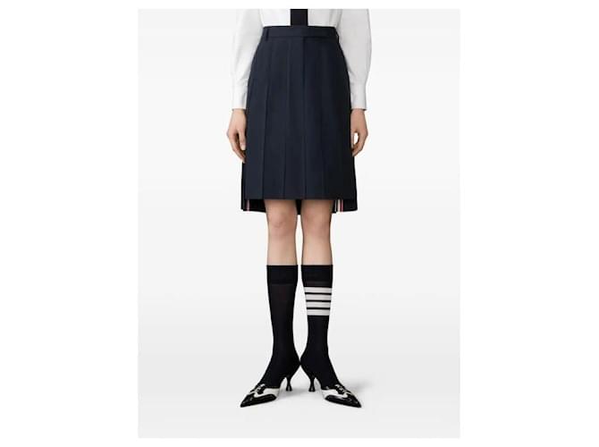 Thom Browne Falda plisada de algodón Azul - vista 5
