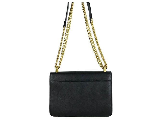 Prada Borsa a tracolla con patta in Saffiano Nero - vista 3
