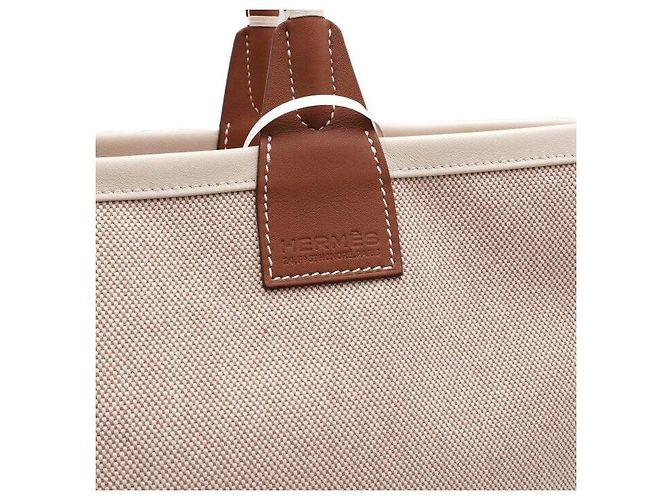Hermès Bolso Tote Steeple de lona écru Blanco - vista 8