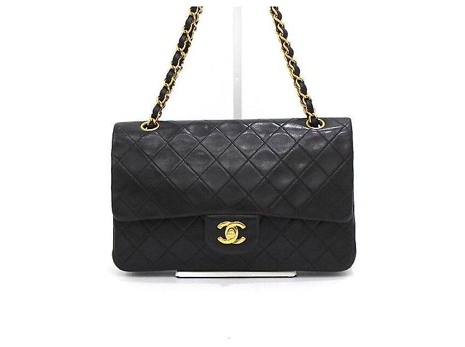 Chanel Borsa a tracolla Classic Medium in pelle d'agnello nera Nero - vista 2