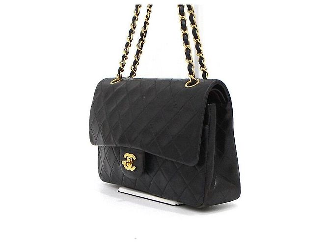 Chanel Borsa a tracolla Classic Medium in pelle d'agnello nera Nero - vista 3