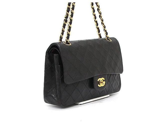 Chanel Borsa a tracolla Classic Medium in pelle d'agnello nera Nero - vista 4