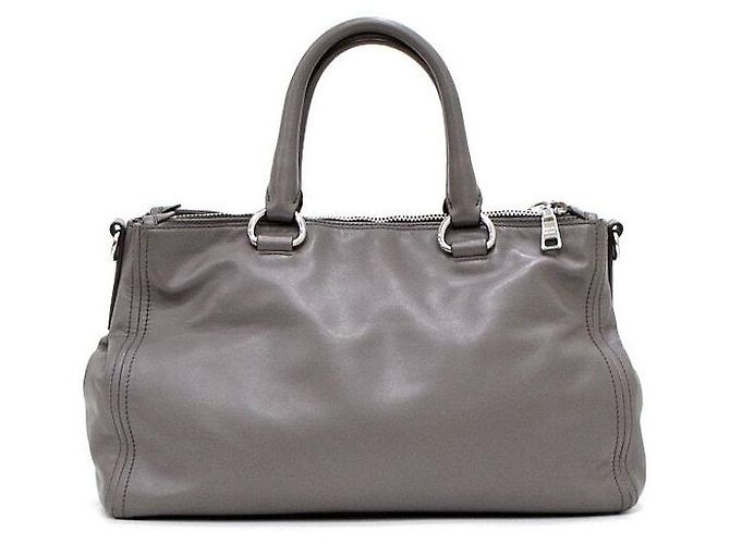 Prada Borsa Tote e Borsa a Tracolla con Doppia Zip in Vitello Morbido Grigio - vista 5