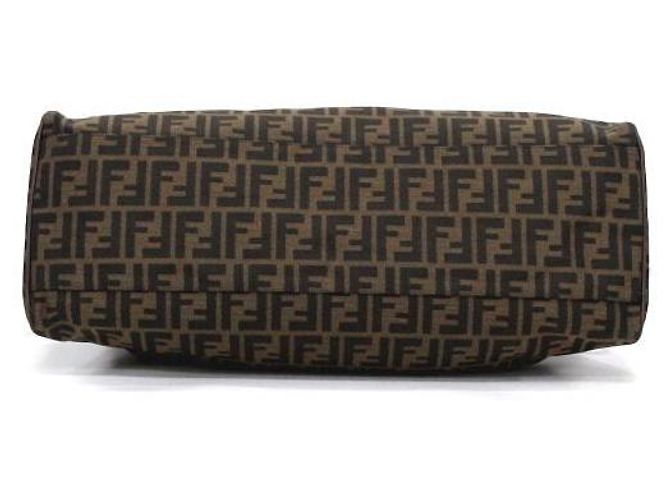 Fendi Bolso de hombro Juke de cuero marrón y jacquard FF Logo - vista 7