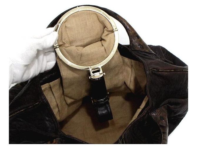 Fendi Borsa Tote Spy Weaving in tela FF e pelle marrone - vista 7