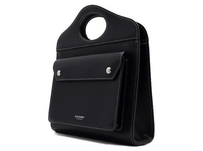 Burberry Mini borsa tote in pelle nera con tasca e borsa a tracolla crossbody Nero - vista 2