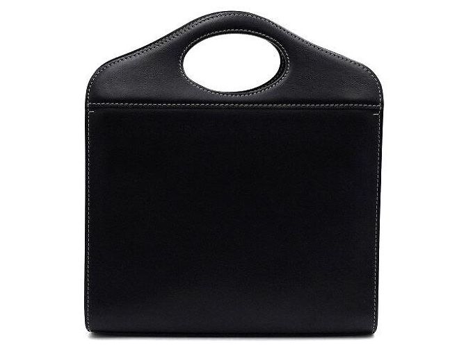 Burberry Mini borsa tote in pelle nera con tasca e borsa a tracolla crossbody Nero - vista 4