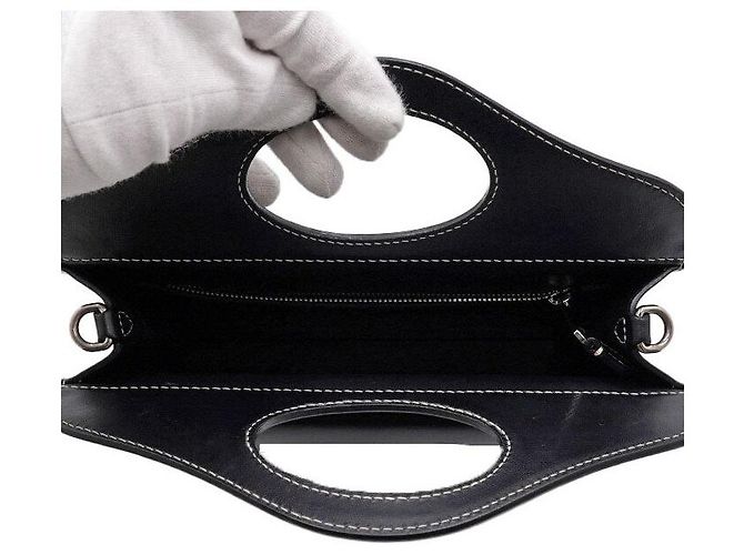 Burberry Mini borsa tote in pelle nera con tasca e borsa a tracolla crossbody Nero - vista 5