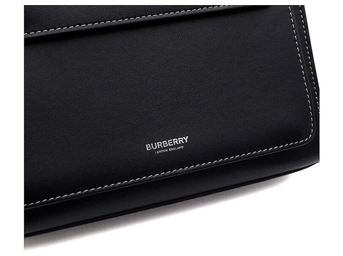 Burberry Mini borsa tote in pelle nera con tasca e borsa a tracolla crossbody Nero - vista 7